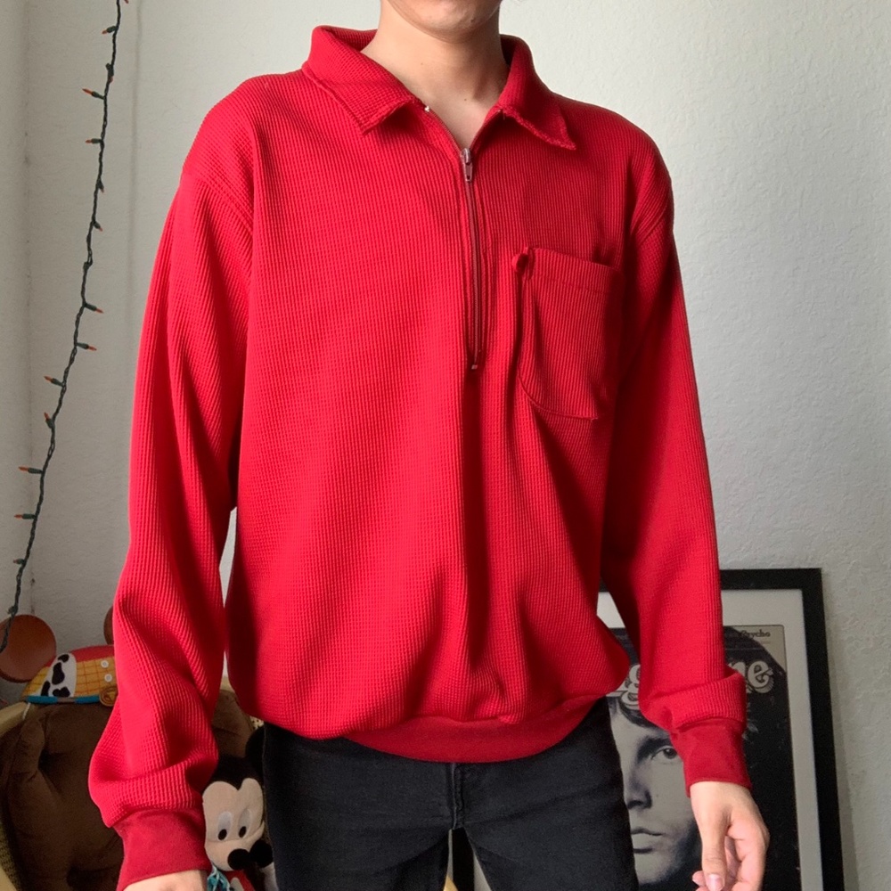 Haband Red Long Sleeve Polo Shirt